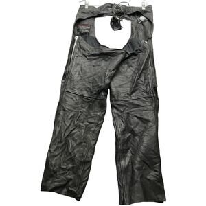 Himalaya Motor Bikewear Black Leather Pants Mens Medium M Side Zip Black